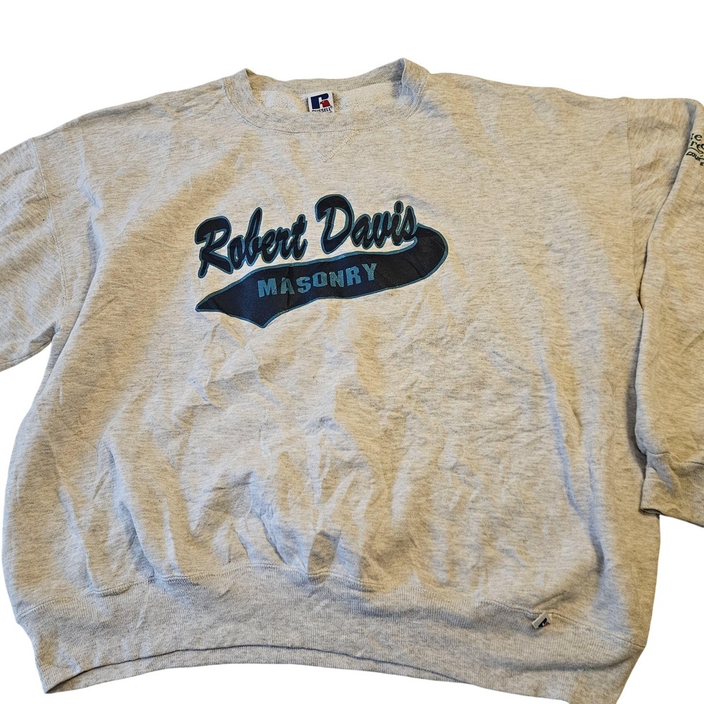 Vintage Russell Athletic Sweatshirt Mens 2XL Robert‎ Davis Masonry USA 90s